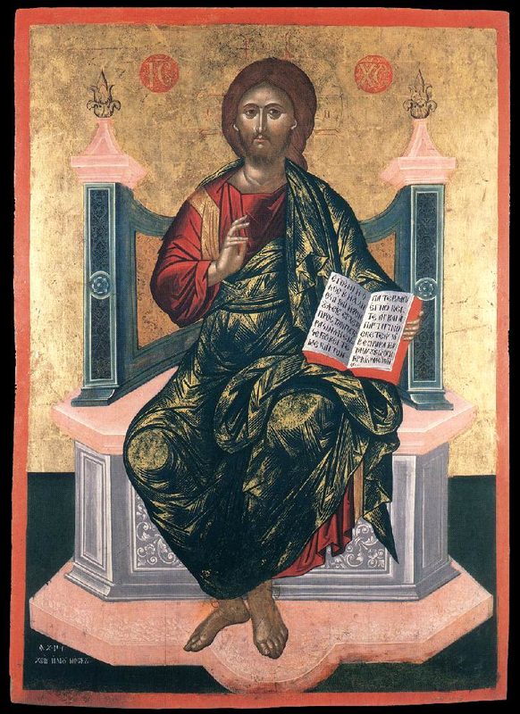 Christ Pantocrator, Elias Moskos, icon, egg tempera on wood, 1653.