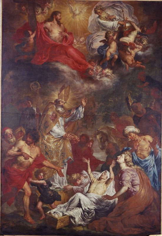 St. Martin of Tours raises a man from the dead by Godfried Maes, 1687.