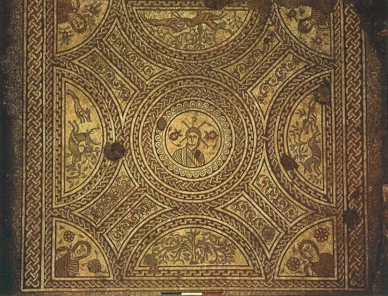 The Hinton St Mary Mosaic, early 4th century. This is one of the earliest depictions of Jesus in Britain.