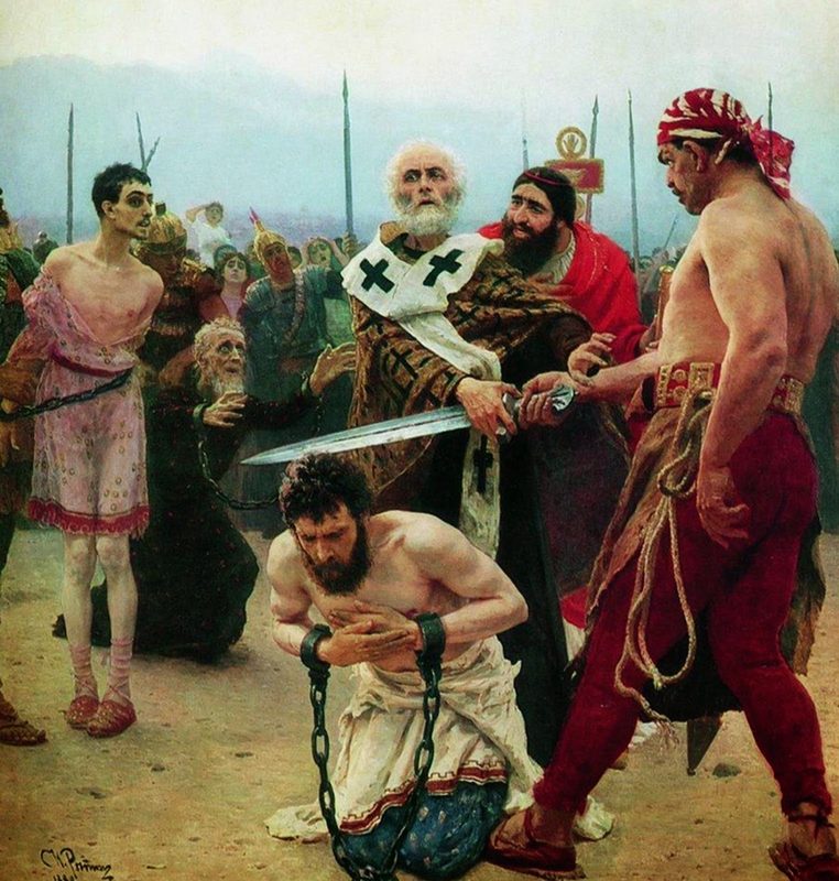 Saint Nicholas of Myra saves three innocents from death, by Ilya Repin, 1888