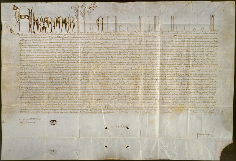Inter caetera document dated May 4, 1493 in the Archivo General de Simancas.