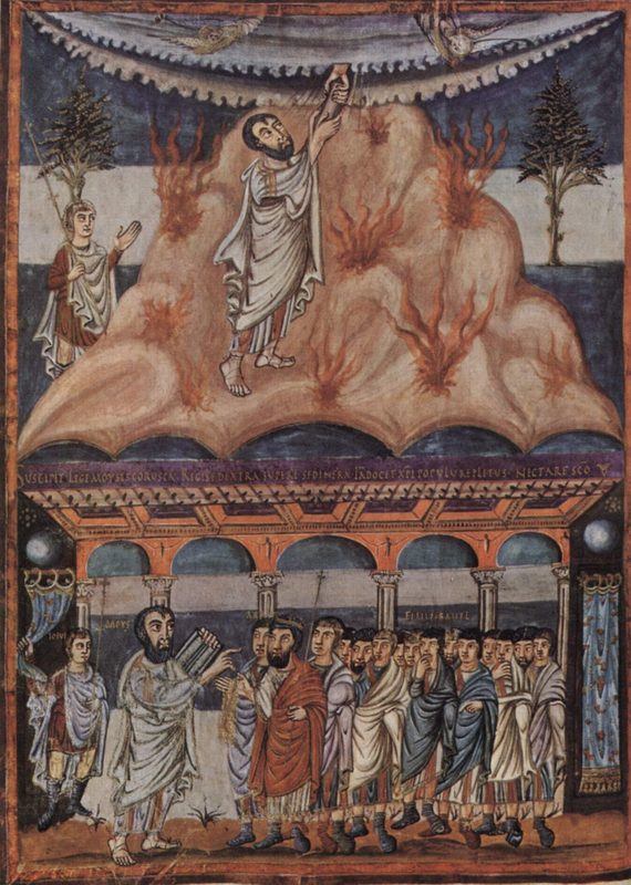 Joshua and the Israelite people, Carolingian miniature, c. 840 CE.