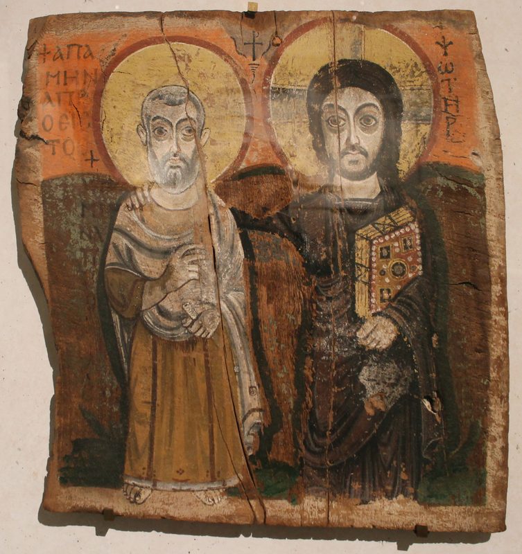 Christ and Saint Menas, 6th-century Coptic icon from Egypt.