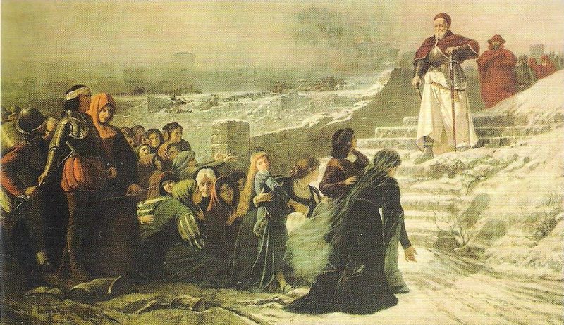 Pope Julius II on the walls of the conquered city of Mirandola, Raffaello Tancredi, 1890, oil on canvas.