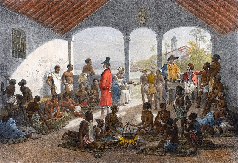 A slave market in Brazil.