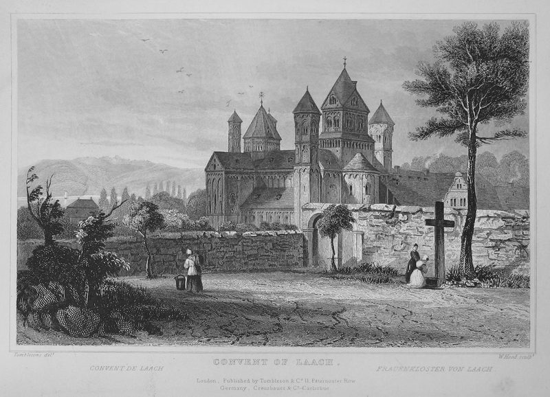Maria Laach around 1840, steel engraving from 'Views of the Rhine' by William Tombleson.