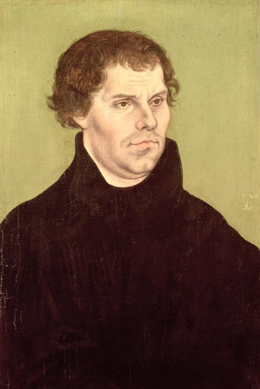 Portrait of Martin Luther, by Lucas Cranach the Elder and workshop, 1526.