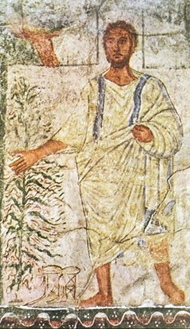 Moses and the burning bush. Painting from Dura-Europos synagogue, third century CE.