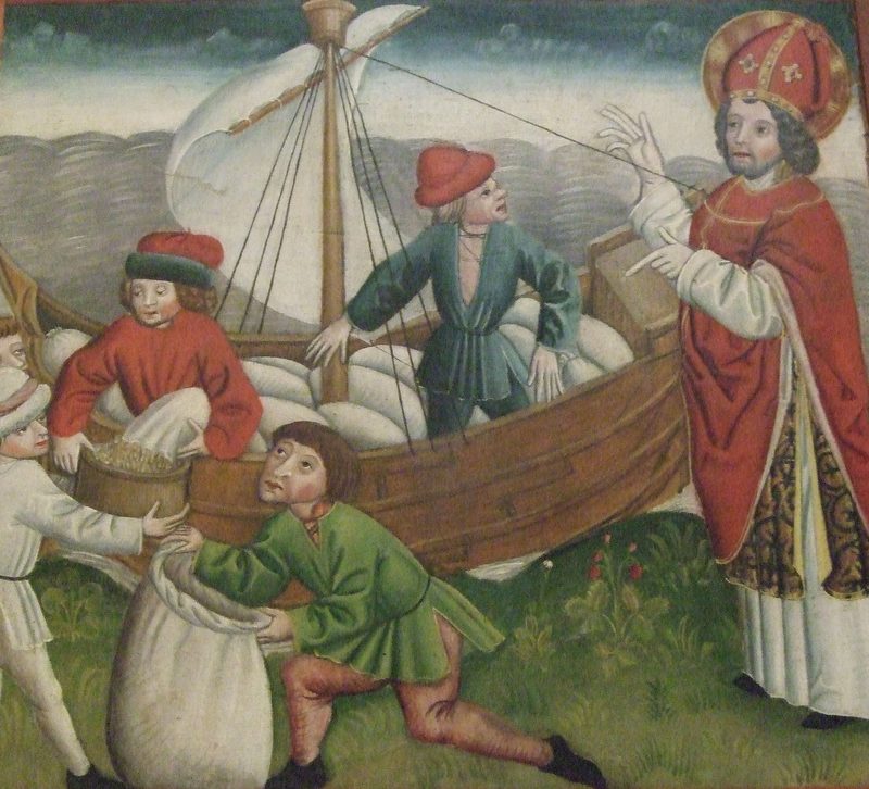 St. Nicholas and the miracle of the grain, altarpiece in the church of St. Mary in Mühlhausen in Thuringia