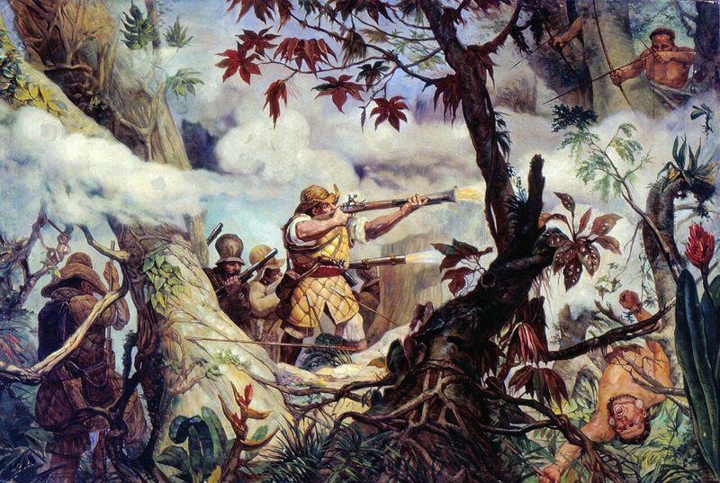 Battle of the militia of Mogi das Cruzes and the Botocudos, by Oscar Pereira da Silva, 1920.