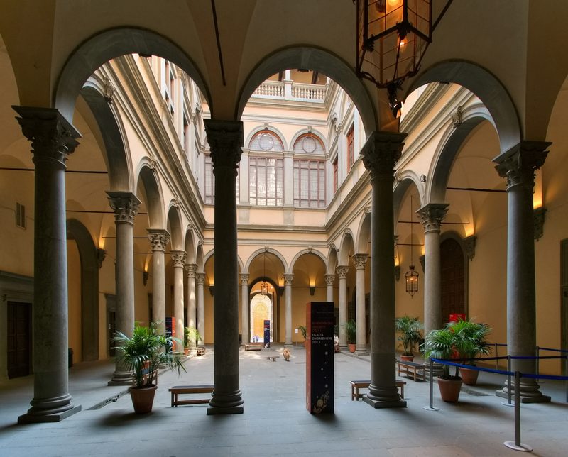 The inner courtyard of Palazzo Strozzi, Florence.
