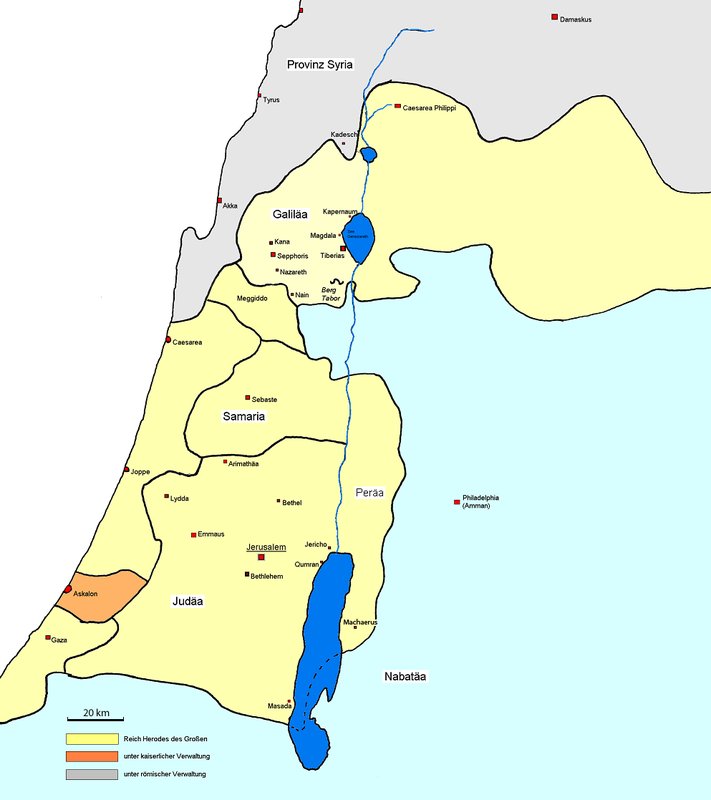 Roman provinces in the 1st century in the Levant.