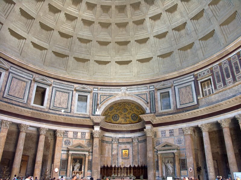 The Pantheon in Rome is an example of Roman concrete construction.