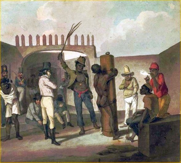 Punishing slaves at Calabouco, in Rio de Janeiro, Augustus Earle, c. 1822.