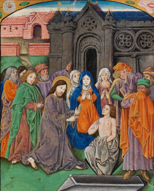 The Raising of Lazarus illumination on parchment, c. 1504.