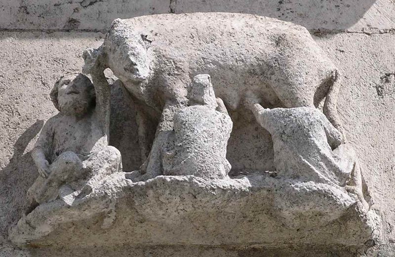 'Judensau' relief at the Regensburg Cathedral.