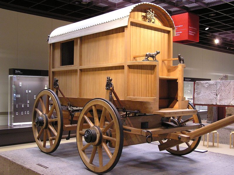 Reconstruction of a Roman travel carriage (Roman-Germanic Museum, Cologne).