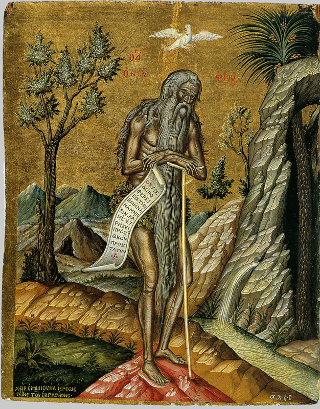 Fourth-century Desert Father from Ethiopia Saint Onuphrius, lived in seclusion in the desert of Upper Egypt.