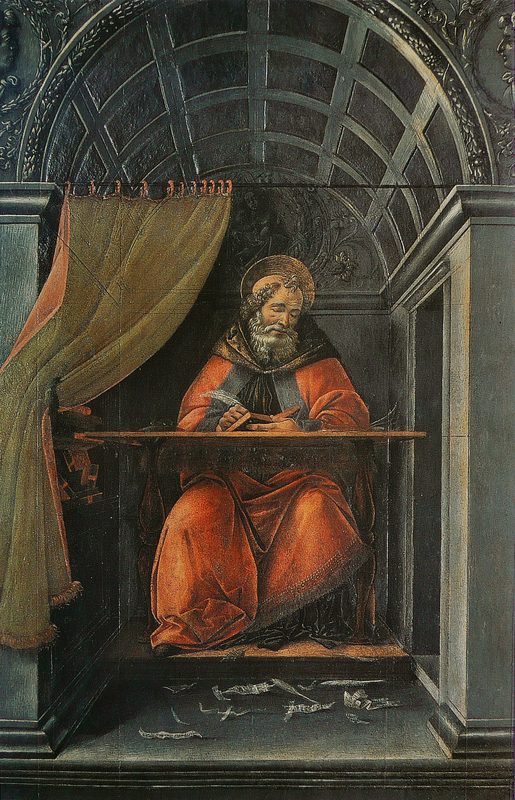 Saint Augustine in His Study by Sandro Botticelli, 1494, Uffizi Gallery.
