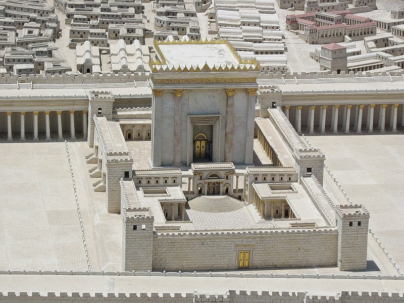 Model of Herod's Temple (inspired by the writings of Josephus) displayed within the Holyland Model of Jerusalem at the Israel Museum.