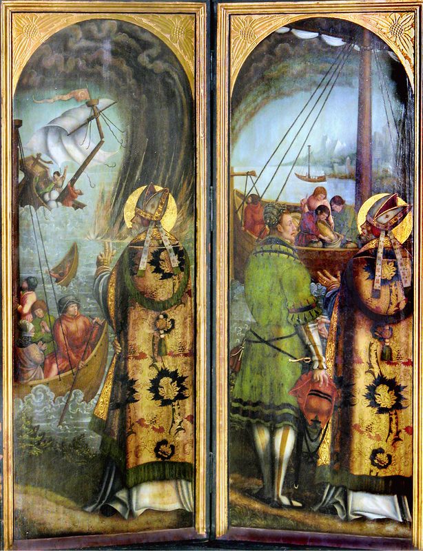 St. Nicholas protects the sailors, winged altar in St. Nicholas, Oberbobritzsch