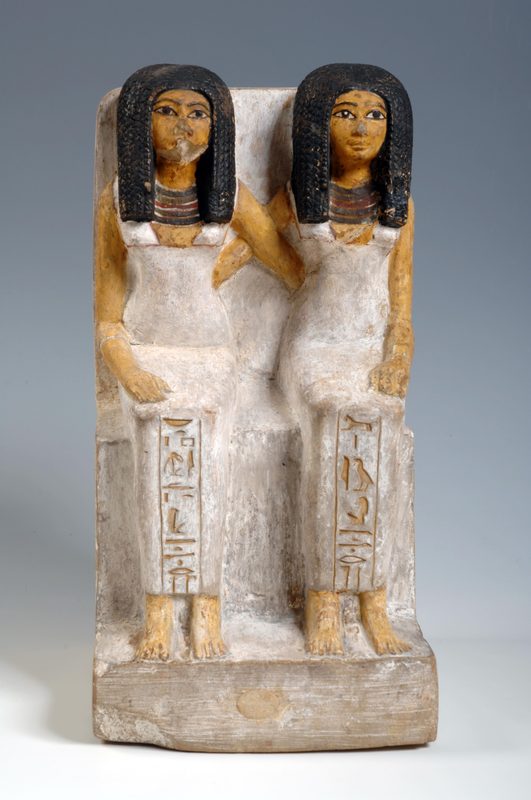 Statue of two women, Idet and Ruiu, depicted in a form typical to married couples.