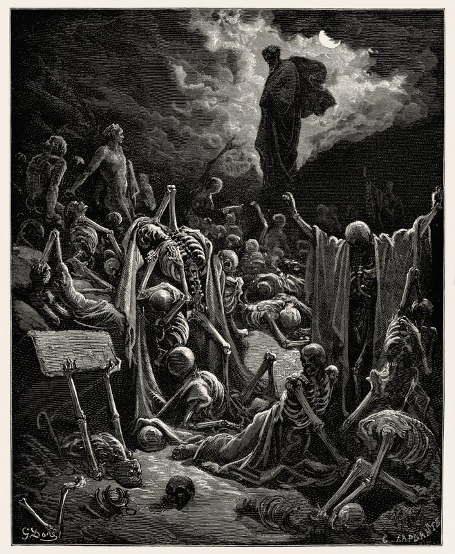The Vision of The Valley of The Dry Bones, Gustave Doré, engraving, 1866.
