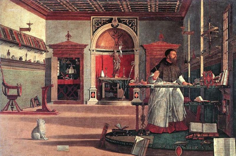 Augustine in His Study by Vittore Carpaccio, 1502.