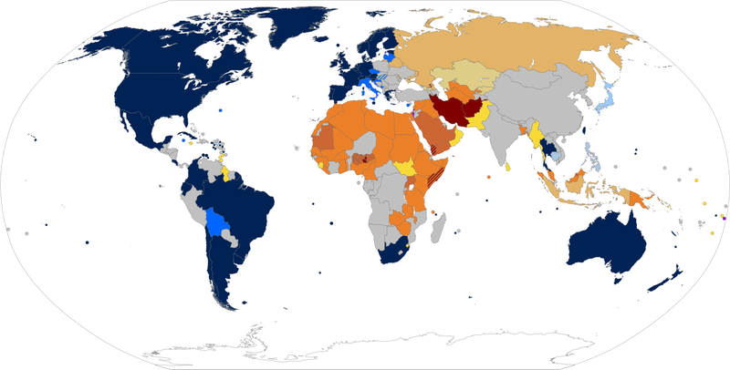 Worldwide laws regarding same-sex intercourse, unions and expression.