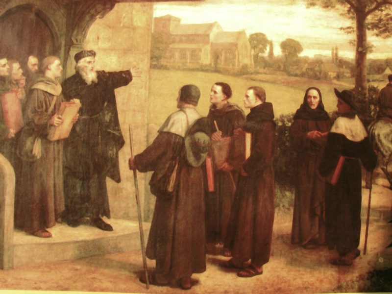 John Wycliffe is giving the Bible translation that bore his name to his Lollard follower.