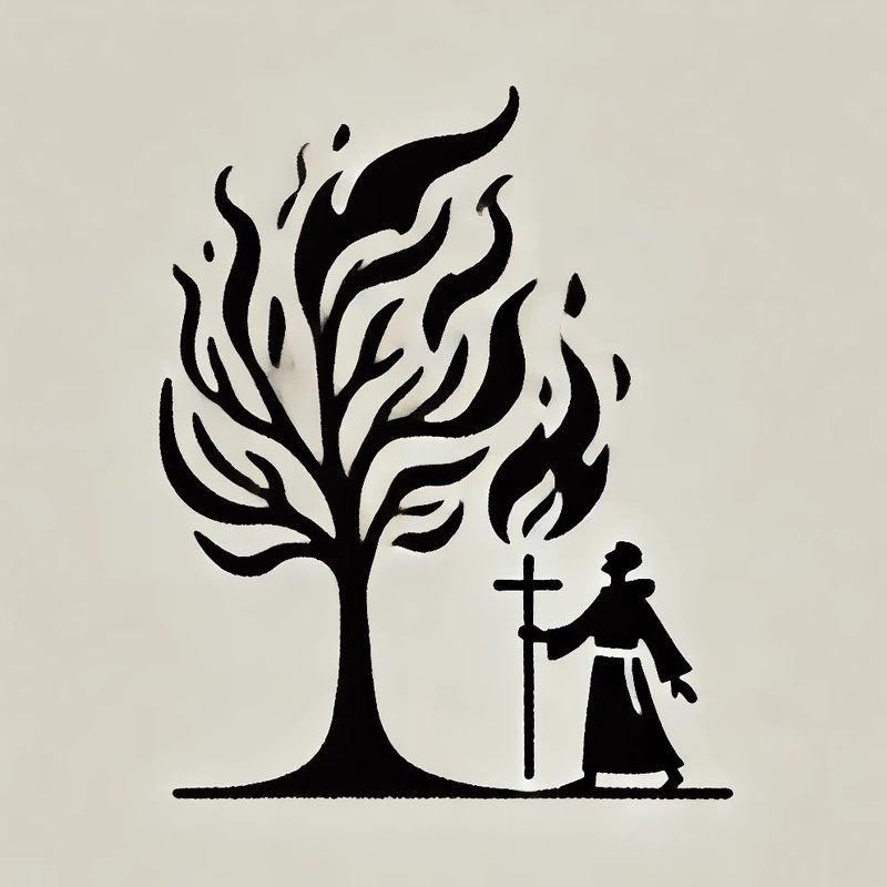 Boniface destroying the Donar Oak, interpreted and generate by DALL•E.