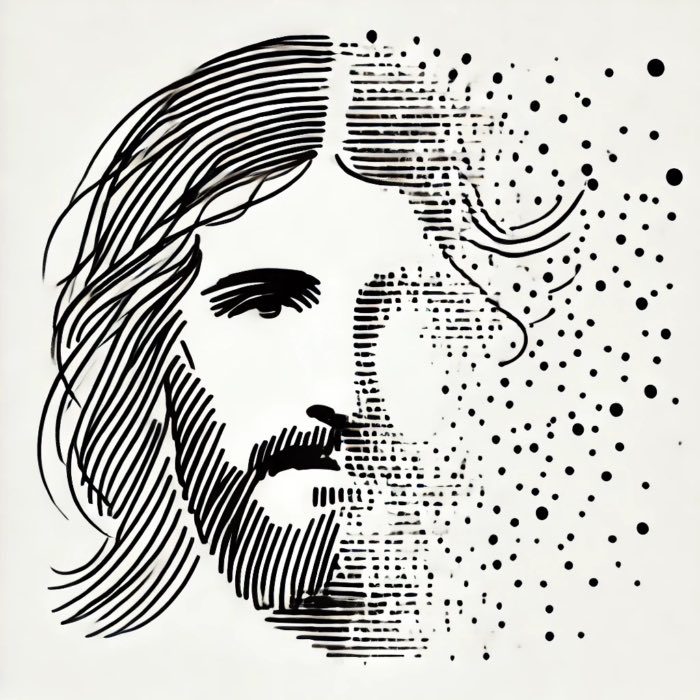 The 'Dissolving historical Jesus into myth', interpreted by DALL•E.