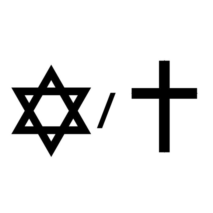Star of David (left) and a Latin Cross (right).
