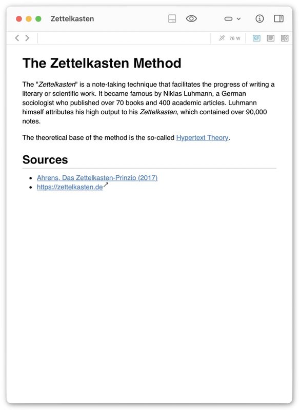 Permanent note on the Zettelkasten method (in preview mode). Permanent note on the Zettelkasten method (in preview mode).