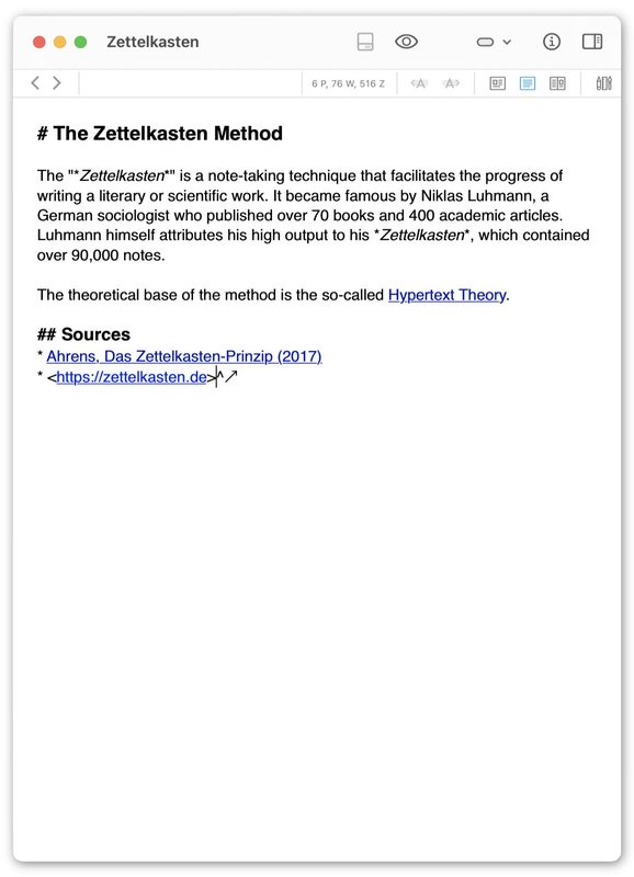 Permanent note on the Zettelkasten method (in edit mode). Permanent note on the Zettelkasten method (in edit mode).