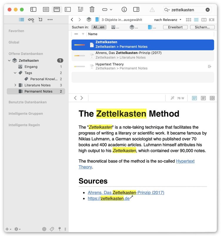 Search within DEVONthink. img
