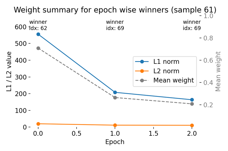 Receptive field of the winner neuron in epoch 2 for sample 61.