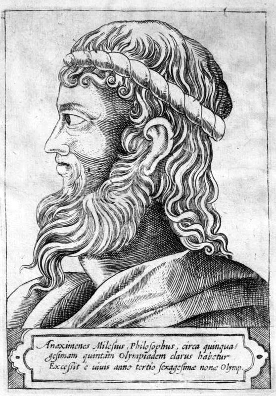Anaximenes of Miletus as imaginatively depicted, wearing a tainia, in a 16th-century engraving from Girolamo Olgiati.