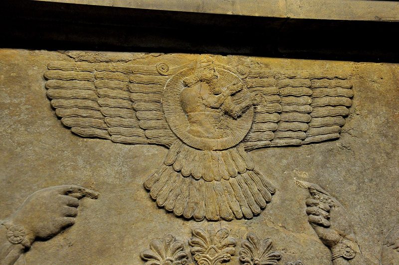 Relief depicting the *Faravahar* in the city of Persepolis, which served as the ceremonial capital of the Achaemenid Empire.