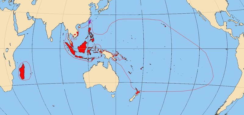 The historical distribution of Austronesian languages.