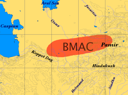 Extent of the Bactria-Margiana Archaeological Complex (BMAC).