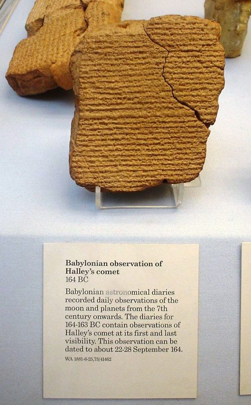 A Babylonian tablet recording Halley's comet in 164 BCE.