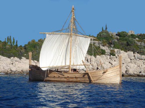 Reconstruction of a Mycenaean ship.