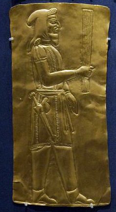 Zoroastrian priest carrying barsoms.