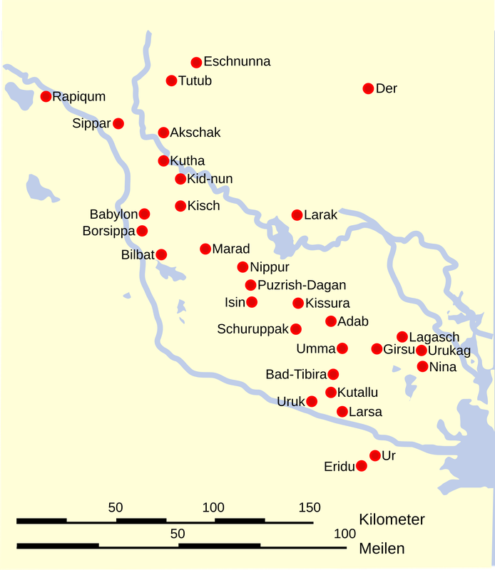 Sumer and its major cities.