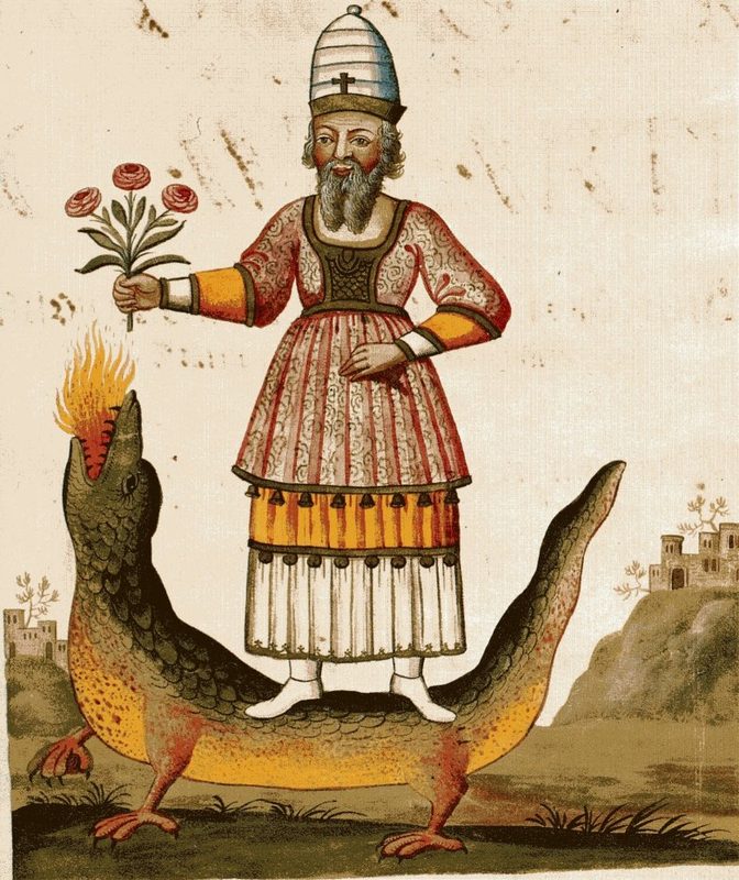 Depiction of Zoroaster in Clavis Artis, an alchemy manuscript published in Germany in the late 17th or early 18th century and pseudoepigraphically attributed to Zoroaster.