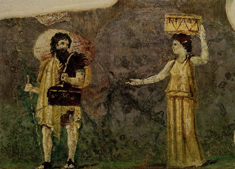 Crates and Hipparchia, an antique fresco from Rome, c. 1st century CE.