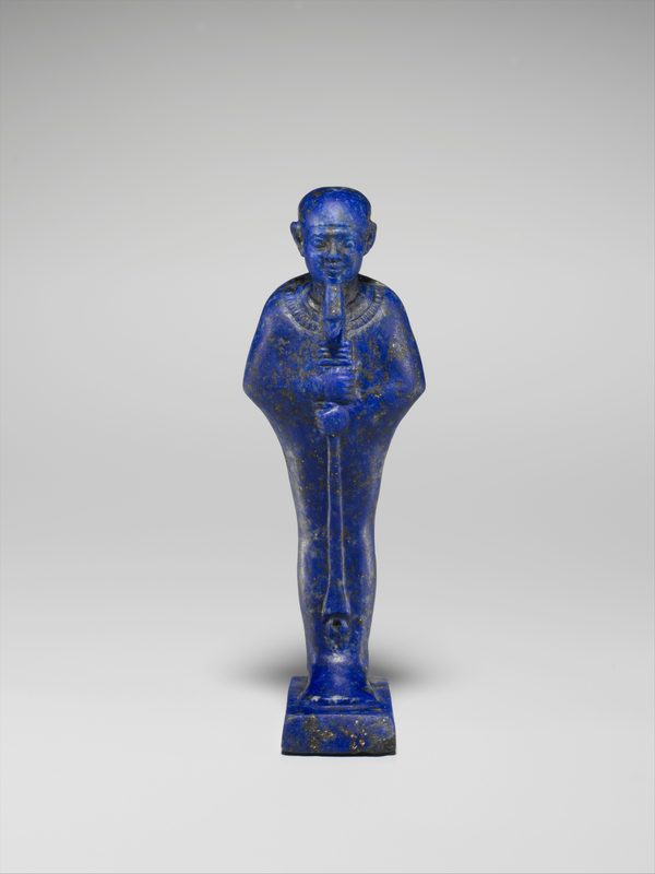 Ancient Egyptian cult image of Ptah, 945–600 BCE, lapis lazuli.