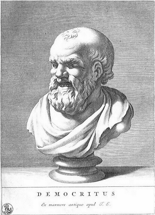 Democritus, copperplate engraving after an ancient bust, 18th century.