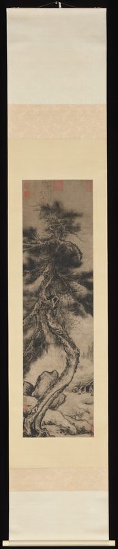 Dragon Pine, Wu Boli, Zhang Yuchu, circa 1400, China, hanging scroll, ink and color on paper.